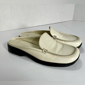 COACH Rebecca Leather Mule Slides Cream Size 7.5 - Made in Italy
